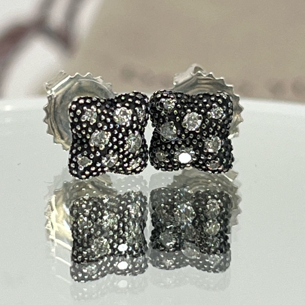 David Yurman Midnight Melange Diamond Stud Earrings .925